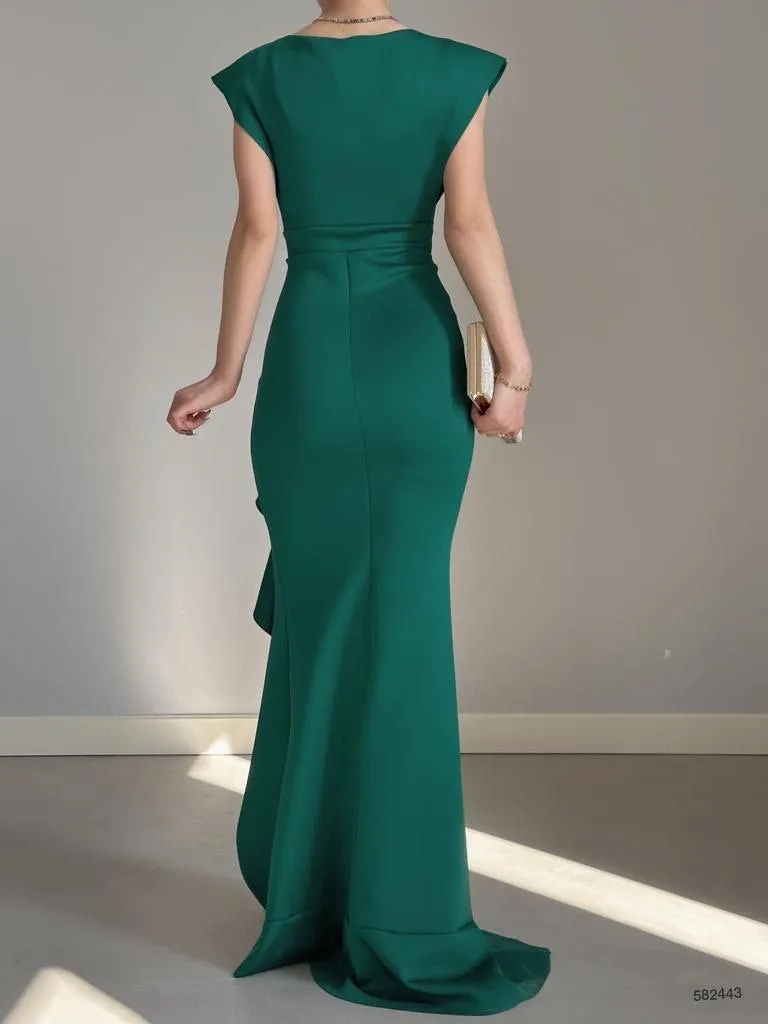 Jurk met ruchesdetail | Groen