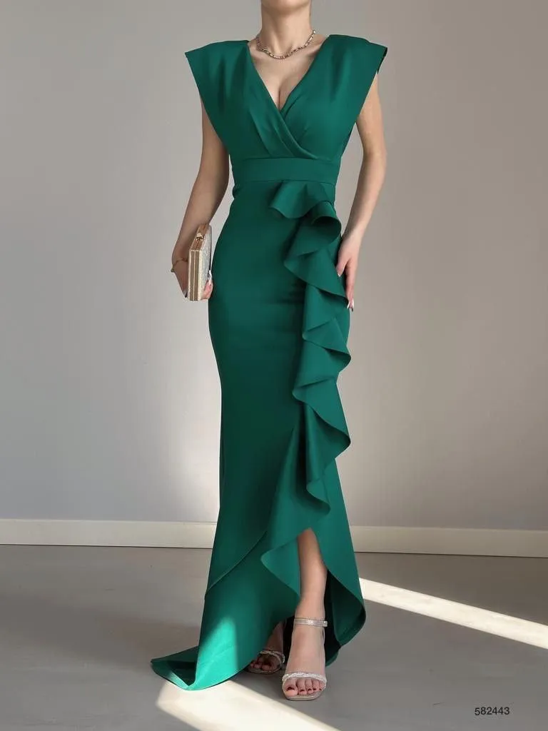 Jurk met ruchesdetail | Groen