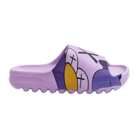 Rubberen slippers met paarse monstersprint