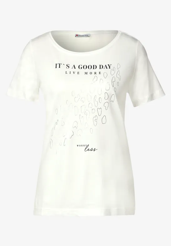 Street One Shirt met folieprint met luipaardmotief