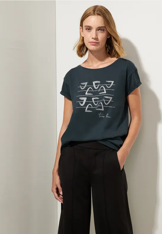 Street One Shirt met folieprint