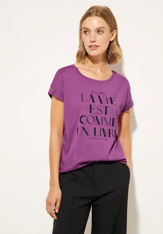 Street One Shirt met partprint met wording