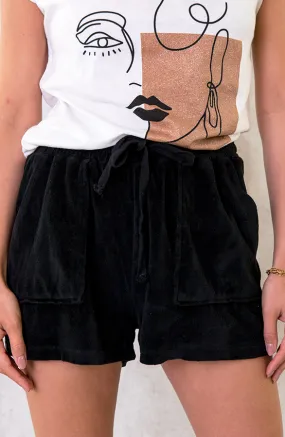 Velours Shorts Met Zakken Zwart